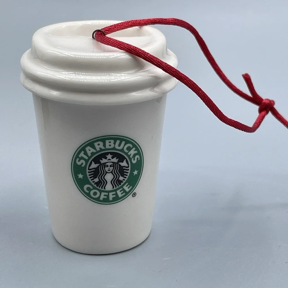 Starbucks Ornament Ceramic Cup‎ Set of 2 Christmas Festive 2005 Vintage
